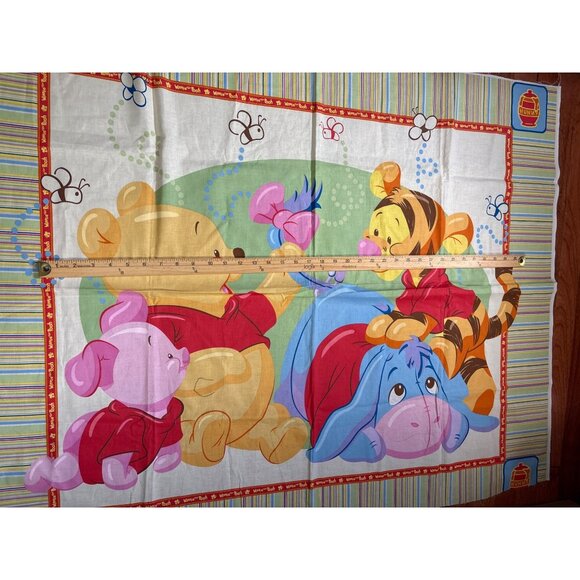 Disney Winnie The Pooh & Friends Cotton Fabric Panel 35"x44" Striped Border Craf - Picture 10 of 15